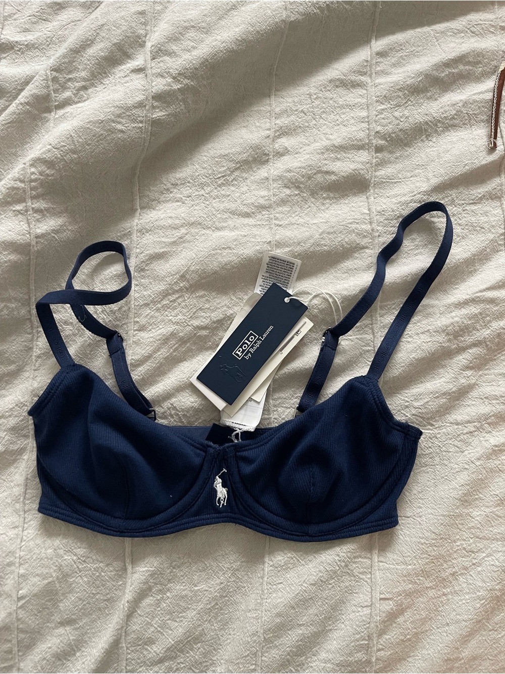 Polo by Ralph Lauren Deep Navy Ribbed Underwire Bra with Logo